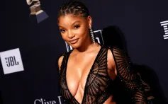 Halle Bailey arrives for the Recording Academy and Clive Davis pre-Grammy gala at the Beverly Hilton hotel in Beverly Hills, California on February 4, 2023.